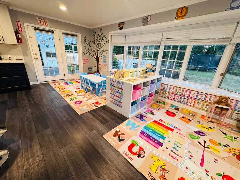 Complete view of learning environment with educational materials and natural lighting